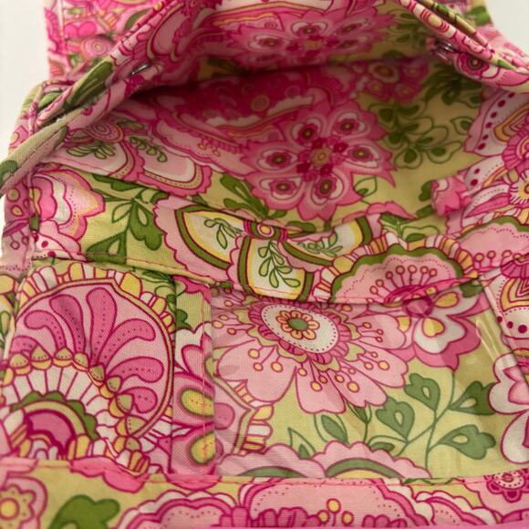 Vera Bradley Pink Petals Quilted Fabric Crossbody Wallet Purse with ID Window - Picture 10 of 13
